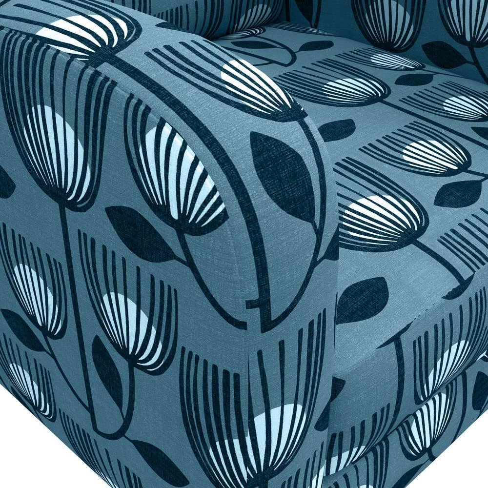 Kingston Blue Modern Tulip Print Mid Century Modern Arm Chair by Handy Living 9 Kingston Blue Modern Tulip Print Mid Century Modern Arm Chair by Handy Living - Image 9