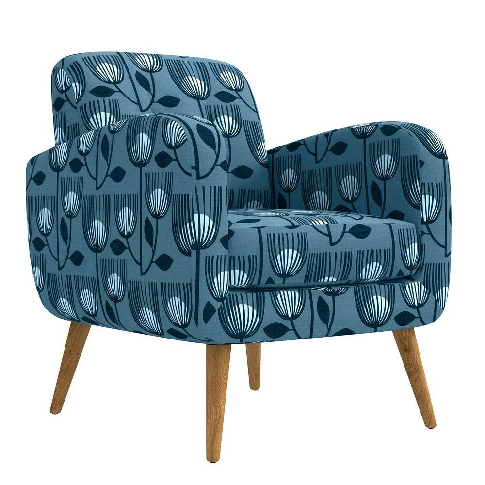 Kingston Blue Modern Tulip Print Mid Century Modern Arm Chair by Handy Living 7 Kingston Blue Modern Tulip Print Mid Century Modern Arm Chair by Handy Living - Image 7