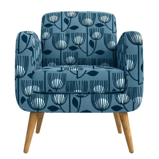 Kingston Blue Modern Tulip Print Mid Century Modern Arm Chair by Handy Living -Jennifer Taylor Home Store navy blue modern tulip print handy living accent chairs 340cb brg55 255 64 1000