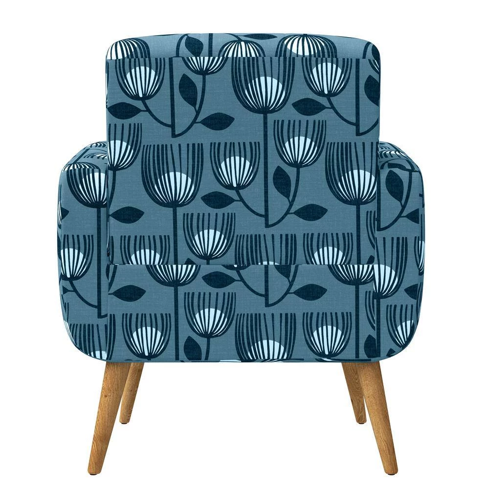 Kingston Blue Modern Tulip Print Mid Century Modern Arm Chair by Handy Living 5 Kingston Blue Modern Tulip Print Mid Century Modern Arm Chair by Handy Living - Image 5
