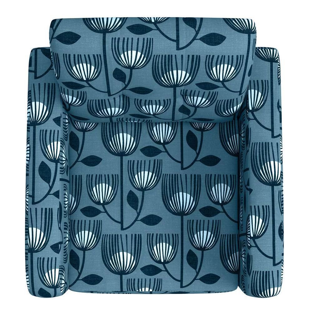 Kingston Blue Modern Tulip Print Mid Century Modern Arm Chair by Handy Living 4 Kingston Blue Modern Tulip Print Mid Century Modern Arm Chair by Handy Living - Image 4