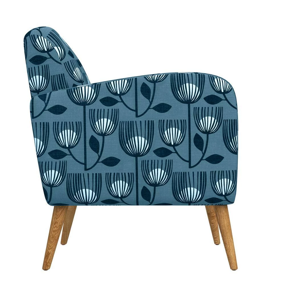Kingston Blue Modern Tulip Print Mid Century Modern Arm Chair by Handy Living 2 Kingston Blue Modern Tulip Print Mid Century Modern Arm Chair by Handy Living - Image 2