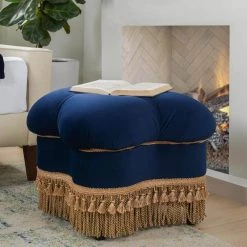 Ellen Navy Blue Hand Tufted Ottoman by Jennifer Taylor -Jennifer Taylor Home Store navy blue velvet jennifer taylor ottomans 2331 859 31 1000