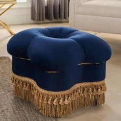 Ellen Navy Blue Hand Tufted Ottoman by Jennifer Taylor -Jennifer Taylor Home Store navy blue velvet jennifer taylor ottomans 2331 859 d4 1000