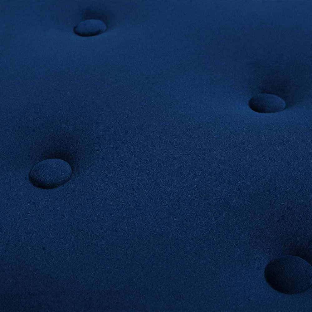 Yolanda Navy Blue Velvet Round Accent Ottoman with Gold Trim by Jennifer Taylor 4 Yolanda Navy Blue Velvet Round Accent Ottoman with Gold Trim by Jennifer Taylor - Image 4