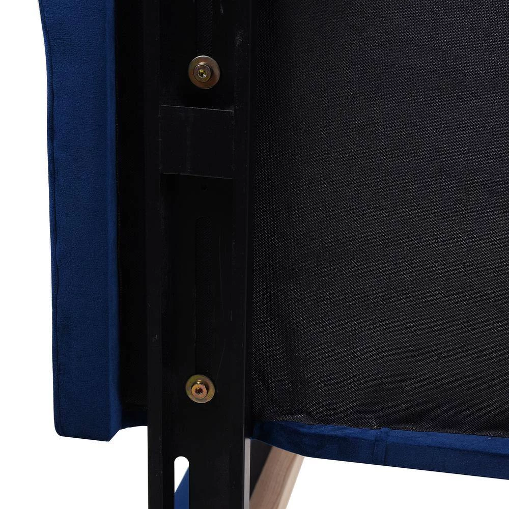 Robyn Navy Blue Velvet Queen Tufted Curved Back Headboard Panel Bed Set by Jennifer Taylor 8 Robyn Navy Blue Velvet Queen Tufted Curved Back Headboard Panel Bed Set by Jennifer Taylor - Image 8