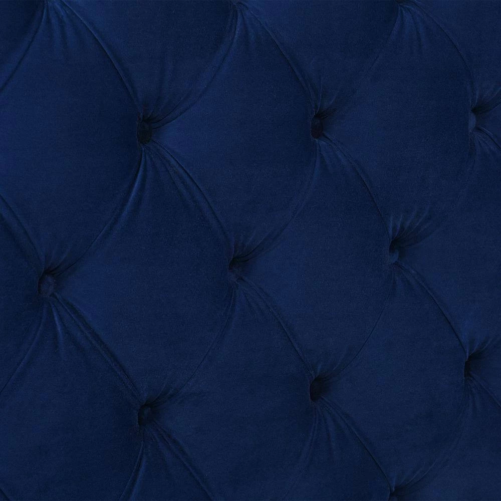 Robyn Navy Blue Velvet Queen Tufted Curved Back Headboard Panel Bed Set by Jennifer Taylor 5 Robyn Navy Blue Velvet Queen Tufted Curved Back Headboard Panel Bed Set by Jennifer Taylor - Image 5