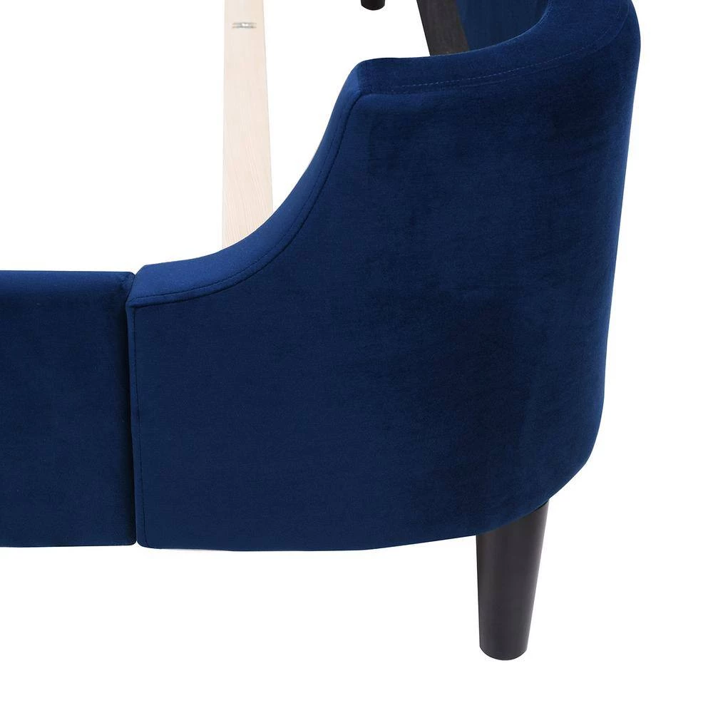 Robyn Navy Blue Velvet Queen Tufted Curved Back Headboard Panel Bed Set by Jennifer Taylor 9 Robyn Navy Blue Velvet Queen Tufted Curved Back Headboard Panel Bed Set by Jennifer Taylor - Image 9