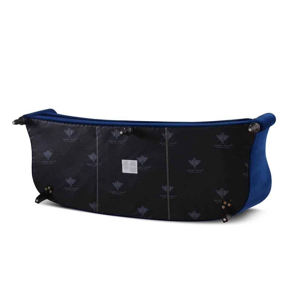 Stewart 87.5 in. Navy Blue Velvet 3-Seater Curved Camelback Sofa with Round Arms by Jennifer Taylor 4 Stewart 87.5 in. Navy Blue Velvet 3-Seater Curved Camelback Sofa with Round Arms by Jennifer Taylor - Image 4