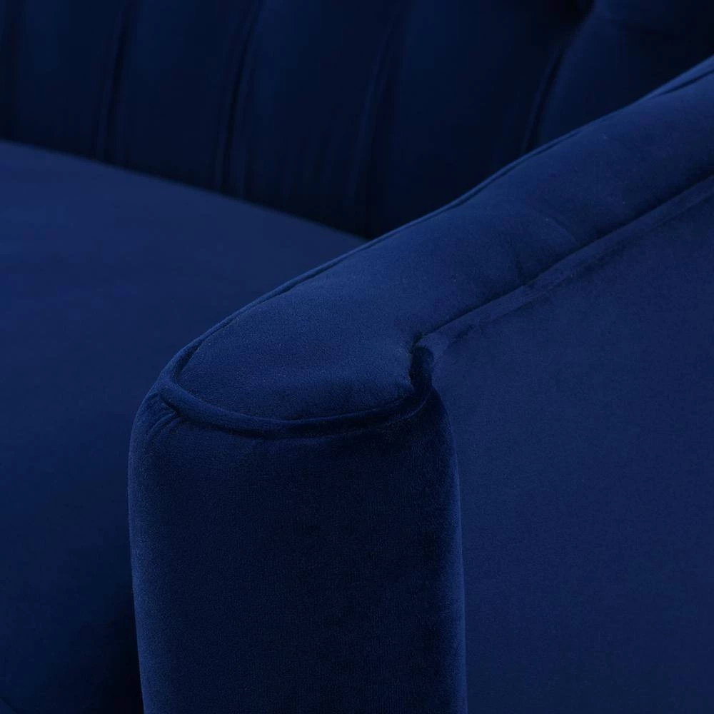 Stewart 87.5 in. Navy Blue Velvet 3-Seater Curved Camelback Sofa with Round Arms by Jennifer Taylor 7 Stewart 87.5 in. Navy Blue Velvet 3-Seater Curved Camelback Sofa with Round Arms by Jennifer Taylor - Image 7