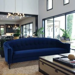 Stewart 87.5 in. Navy Blue Velvet 3-Seater Curved Camelback Sofa with Round Arms by Jennifer Taylor 21 Stewart 87.5 in. Navy Blue Velvet 3-Seater Curved Camelback Sofa with Round Arms by Jennifer Taylor -Jennifer Taylor Home Store navy blue velvet jennifer taylor sofas couches 63780 3 859 31 1000