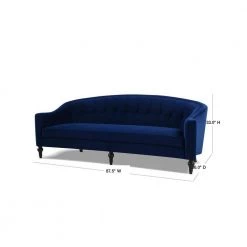 Stewart 87.5 in. Navy Blue Velvet 3-Seater Curved Camelback Sofa with Round Arms by Jennifer Taylor 13 Stewart 87.5 in. Navy Blue Velvet 3-Seater Curved Camelback Sofa with Round Arms by Jennifer Taylor -Jennifer Taylor Home Store navy blue velvet jennifer taylor sofas couches 63780 3 859 40 1000