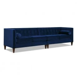 Jack 118 in. Modern Tuxedo Tufted Navy Blue Velvet Long Modular Sofa by Jennifer Taylor -Jennifer Taylor Home Store navy blue velvet jennifer taylor sofas couches 8403 4 859 1f 1000