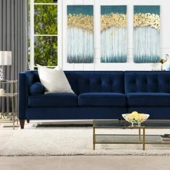Jack 118 in. Modern Tuxedo Tufted Navy Blue Velvet Long Modular Sofa by Jennifer Taylor -Jennifer Taylor Home Store navy blue velvet jennifer taylor sofas couches 8403 4 859 31 1000