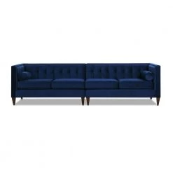 Jack 118 in. Modern Tuxedo Tufted Navy Blue Velvet Long Modular Sofa by Jennifer Taylor