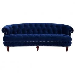 La Rosa Navy Blue Velvet Victorian Chesterfield Tufted Sofa by Jennifer Taylor