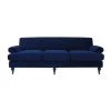 Alana 88 in. W Lawson Recessed Arm Sofa Metal Casters, Navy Blue Velvet by Jennifer Taylor