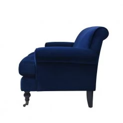 Alana 88 in. W Lawson Recessed Arm Sofa Metal Casters, Navy Blue Velvet by Jennifer Taylor -Jennifer Taylor Home Store navy blue velvet jennifer taylor sofas couches hd859 3 63360 c3 1000