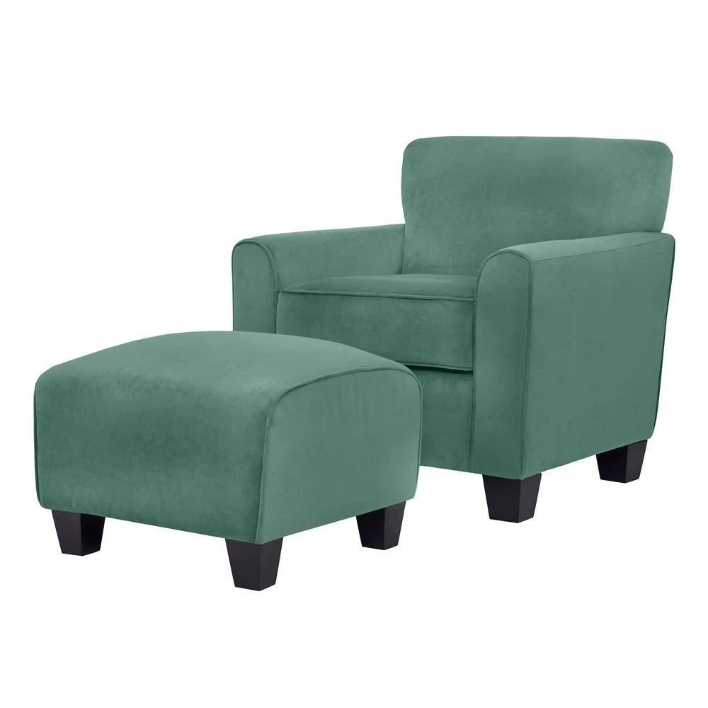 Nichol Turquoise Blue Velvet-like Fabric Arm Chair and Ottoman Set by Handy Living 7 Nichol Turquoise Blue Velvet-like Fabric Arm Chair and Ottoman Set by Handy Living - Image 7