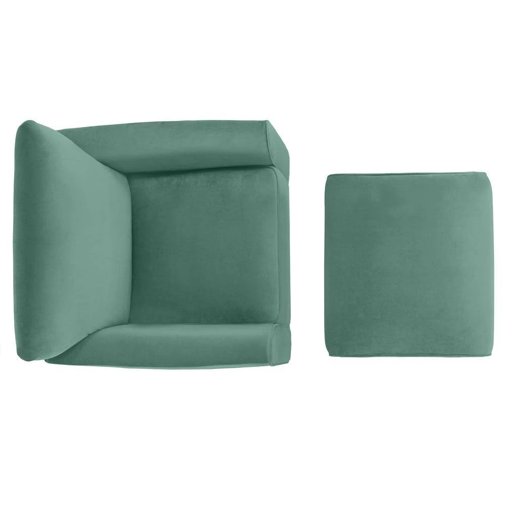Nichol Turquoise Blue Velvet-like Fabric Arm Chair and Ottoman Set by Handy Living 4 Nichol Turquoise Blue Velvet-like Fabric Arm Chair and Ottoman Set by Handy Living - Image 4