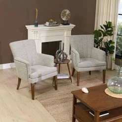 Ezra Upholstered Accent Arm Chair, Oatmeal Gray Chenille by Jennifer Taylor -Jennifer Taylor Home Store oatmeal gray chenille jennifer taylor accent chairs 60350 mcb a0 1000