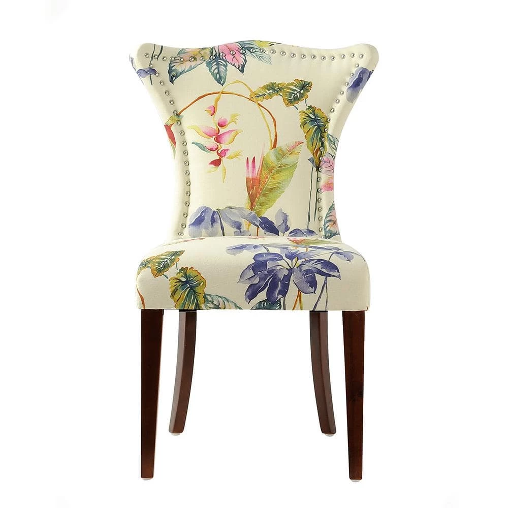 Paradise Off-White/Floral Upholstered Accent Chair by Jennifer Taylor 2 Paradise Off-White/Floral Upholstered Accent Chair by Jennifer Taylor - Image 2