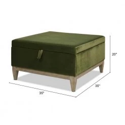 Knox 35 in. Square Storage Cocktail Ottoman, Olive Green Performance Velvet by Jennifer Taylor -Jennifer Taylor Home Store olive green performance velvet jennifer taylor ottomans 84430 v036 77 1000
