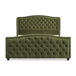 Marcella Upholstered Shelter Headboard Bed Set, King, Olive Green Performance Velvet by Jennifer Taylor -Jennifer Taylor Home Store olive green performance velvet jennifer taylor panel beds 52130 4 v036 2 4f 1000