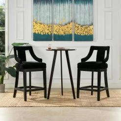 Hollywood Upholstered High Back Bar Stool, Onyx Black Performance Velvet by Jennifer Taylor -Jennifer Taylor Home Store onyx black performance velvet jennifer taylor bar stools 81210 mvb 31 1000