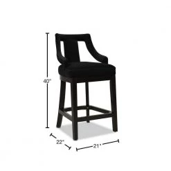 Hollywood Upholstered High Back Bar Stool, Onyx Black Performance Velvet by Jennifer Taylor -Jennifer Taylor Home Store onyx black performance velvet jennifer taylor bar stools 81210 mvb 40 1000