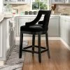 Hollywood Upholstered High Back Bar Stool, Onyx Black Performance Velvet by Jennifer Taylor