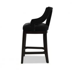 Hollywood Upholstered High Back Bar Stool, Onyx Black Performance Velvet by Jennifer Taylor -Jennifer Taylor Home Store onyx black performance velvet jennifer taylor bar stools 81210 mvb a0 1000