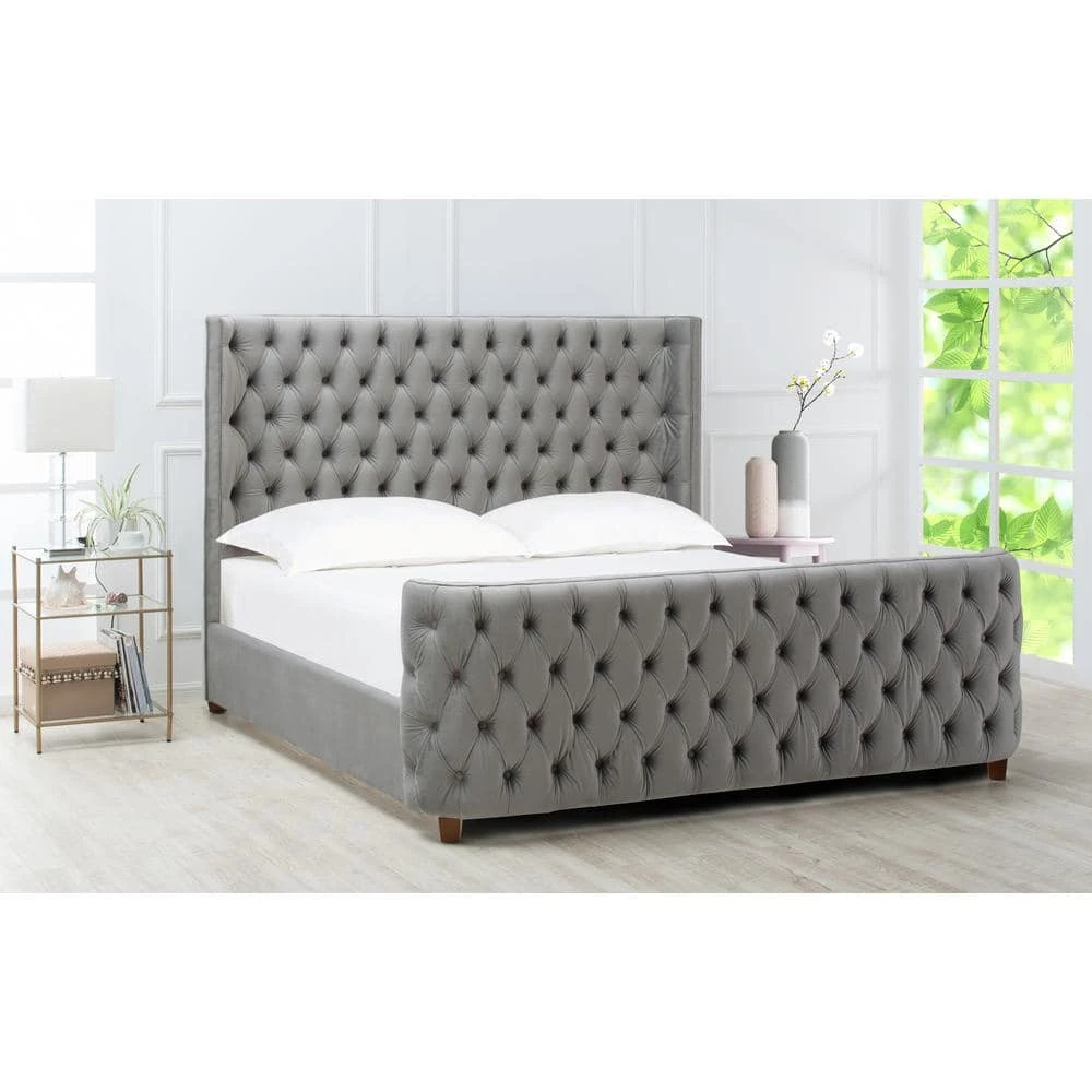 Brooklyn Tufted Opal Grey King Headboard Bed by Jennifer Taylor 11 Brooklyn Tufted Opal Grey King Headboard Bed by Jennifer Taylor - Image 11