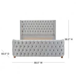 Brooklyn Tufted Opal Grey King Headboard Bed by Jennifer Taylor 13 Brooklyn Tufted Opal Grey King Headboard Bed by Jennifer Taylor -Jennifer Taylor Home Store opal gray velvet jennifer taylor panel beds 2559 865 4 40 1000