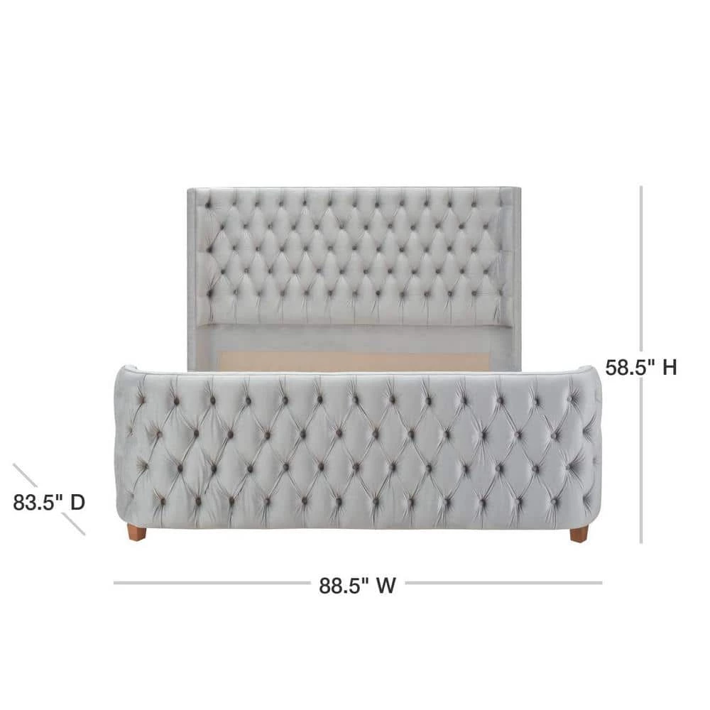 Brooklyn Tufted Opal Grey King Headboard Bed by Jennifer Taylor 3 Brooklyn Tufted Opal Grey King Headboard Bed by Jennifer Taylor - Image 3