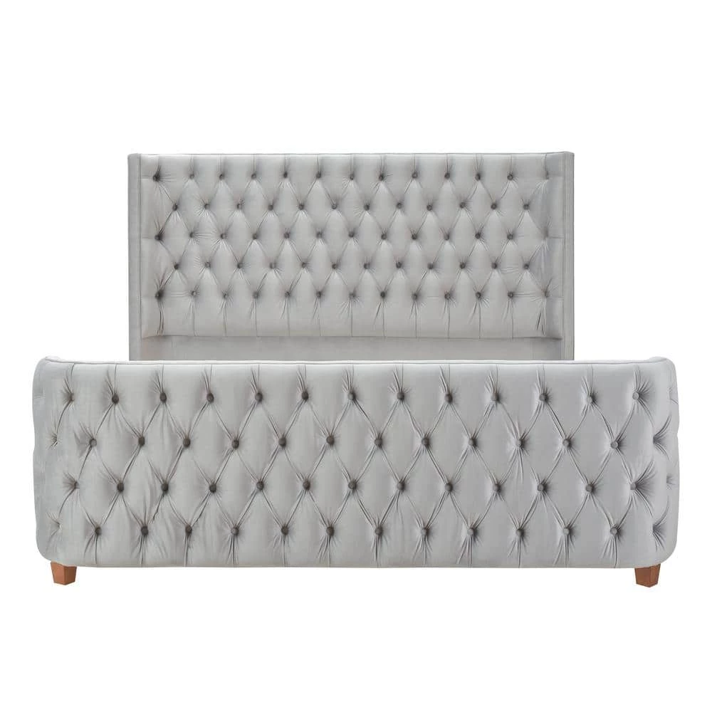 Brooklyn Tufted Opal Grey King Headboard Bed by Jennifer Taylor 1 Brooklyn Tufted Opal Grey King Headboard Bed by Jennifer Taylor