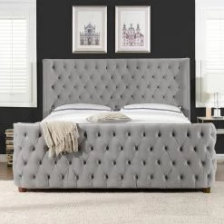 Brooklyn Light Gray Velvet King Tufted Panel Bed Headboard and Footboard Set by Jennifer Taylor -Jennifer Taylor Home Store opal gray velvet jennifer taylor panel beds hd865 4 2559 40 1000