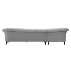 Victoria 2-Piece Opal Gray Channel Tufted-Velvet L-Shaped Left Facing Sectional Sofa with Wood Legs by Jennifer Taylor -Jennifer Taylor Home Store opal grey jennifer taylor sectional sofas 66060 l 865 77 1000