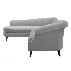 Victoria 2-Piece Opal Gray Channel Tufted-Velvet L-Shaped Left Facing Sectional Sofa with Wood Legs by Jennifer Taylor -Jennifer Taylor Home Store opal grey jennifer taylor sectional sofas 66060 l 865 c3 1000