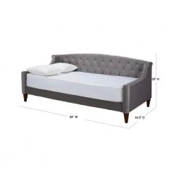 Lucy 84 in. Opal Gray Velvet 2-Seater Twin Sleeper Sofa Bed with Tapered Legs by Jennifer Taylor -Jennifer Taylor Home Store opal grey jennifer taylor sofa beds 65000 865 40 1000