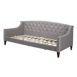 Lucy 84 in. Opal Gray Velvet 2-Seater Twin Sleeper Sofa Bed with Tapered Legs by Jennifer Taylor -Jennifer Taylor Home Store opal grey jennifer taylor sofa beds 65000 865 4f 1000