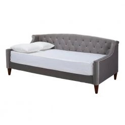 Lucy 84 in. Opal Gray Velvet 2-Seater Twin Sleeper Sofa Bed with Tapered Legs by Jennifer Taylor