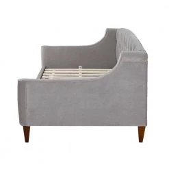 Lucy 84 in. Opal Gray Velvet 2-Seater Twin Sleeper Sofa Bed with Tapered Legs by Jennifer Taylor -Jennifer Taylor Home Store opal grey jennifer taylor sofa beds 65000 865 fa 1000
