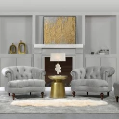 La Rosa Opal Grey Victorian Tufted Accent Chair by Jennifer Taylor -Jennifer Taylor Home Store opal grey velvet jennifer taylor accent chairs 2525 1 865 a0 1000