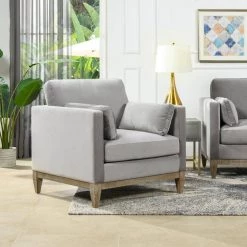 Knox 36 in. Opal Grey Modern Farmhouse Arm Chair by Jennifer Taylor -Jennifer Taylor Home Store opal grey velvet jennifer taylor accent chairs 64110 1 865 31 1000