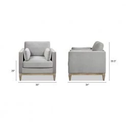 Knox 36 in. Opal Grey Modern Farmhouse Arm Chair by Jennifer Taylor -Jennifer Taylor Home Store opal grey velvet jennifer taylor accent chairs 64110 1 865 77 1000