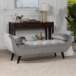 Alma Opal Grey Tufted Entryway Bench by Jennifer Taylor -Jennifer Taylor Home Store opal grey velvet jennifer taylor bedroom benches 85170 865 40 1000