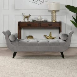 Alma Opal Grey Tufted Entryway Bench by Jennifer Taylor -Jennifer Taylor Home Store opal grey velvet jennifer taylor bedroom benches 85170 865 a0 1000