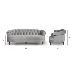 La Rosa 85 in. Opal Grey Velvet 3-Seater Chesterfield Sofa with Nailheads by Jennifer Taylor -Jennifer Taylor Home Store opal grey velvet jennifer taylor sofas couches 2525 3 865 31 1000