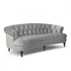 La Rosa 85 in. Opal Grey Velvet 3-Seater Chesterfield Sofa with Nailheads by Jennifer Taylor -Jennifer Taylor Home Store opal grey velvet jennifer taylor sofas couches 2525 3 865 40 1000